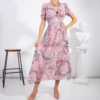 Rochie maxi roz pentru femei - Îmbrăcăminte