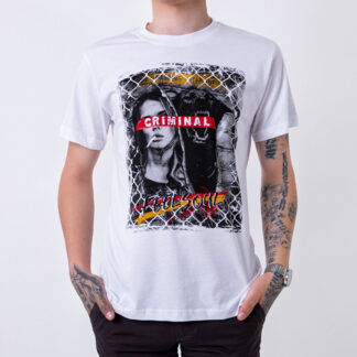 Tricou bărbătesc alb din bumbac cu imprimeu - Îmbrăcăminte