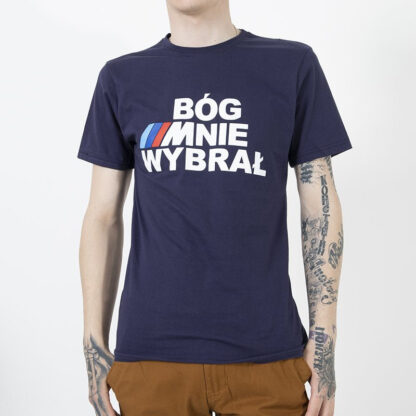 Tricou bărbătesc din bumbac albastru cu imprimeu - Îmbrăcăminte