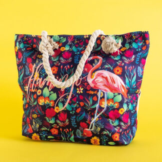 Geantă de plajă multicoloră cu flamingo - Genți de mână