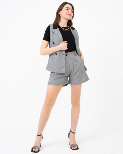 Costum negru pentru femei cu carouri albe - Îmbrăcăminte