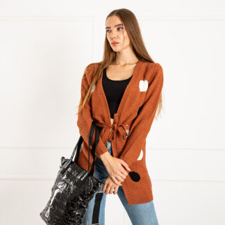 Cardigan dama legat maro cu ace colorate - Îmbrăcăminte