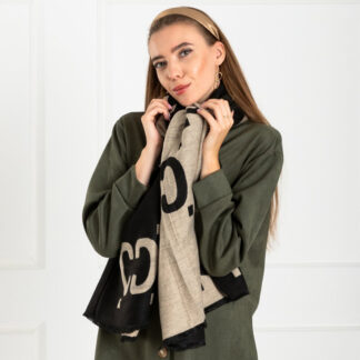 Eșarfă reversibilă pentru femei, negru și bej - Accesorii