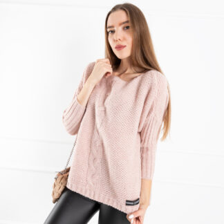 Pulover oversize pentru femei roz deschis - Îmbrăcăminte