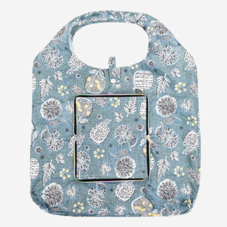 Geantă shopper gri, pliabilă, cu flori - Accesorii