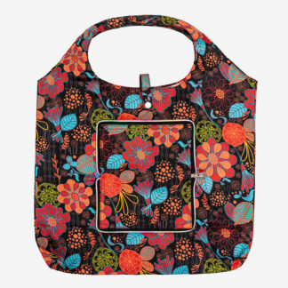 Geantă shopper pliabilă neagră cu model colorat - Accesorii