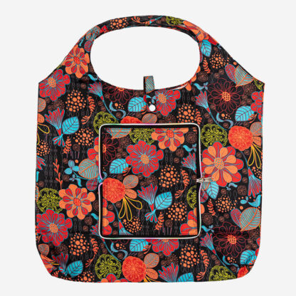 Geantă shopper pliabilă neagră cu model colorat - Accesorii