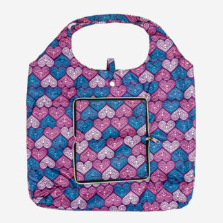 Geantă de cumpărături colorată cu inimioare, împăturită într-un portofel - Accesorii
