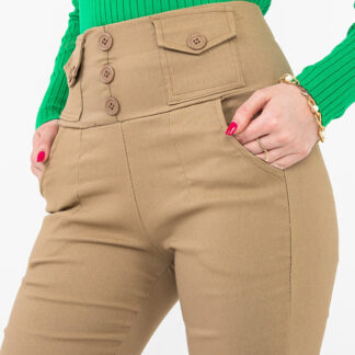 Treggings de damă bej cu nasturi - Îmbrăcăminte