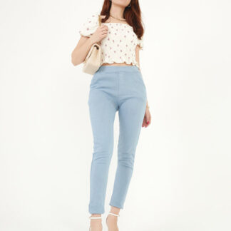Treggings skinny de damă albastră - Îmbrăcăminte