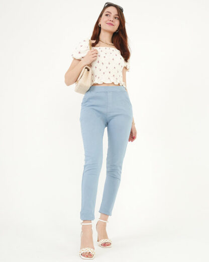 Treggings skinny de damă albastră - Îmbrăcăminte