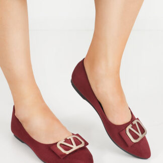 Balerini de dama bordeaux cu ornament pe varf Cavo - Incaltaminte
