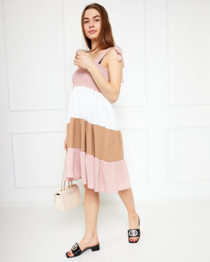 Rochie dama roz cu bretele legate - Imbracaminte