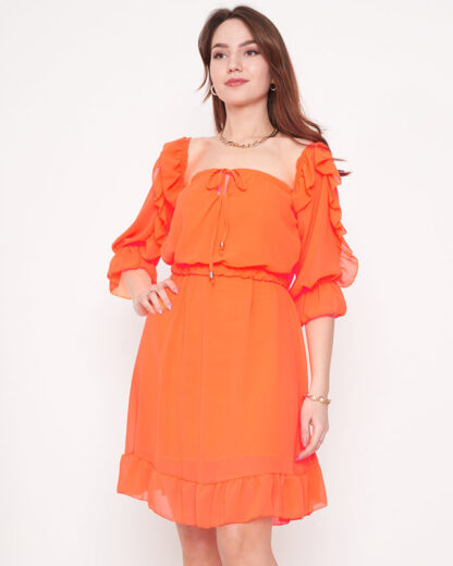 Rochie spaniolă de damă portocalie neon - Îmbrăcăminte