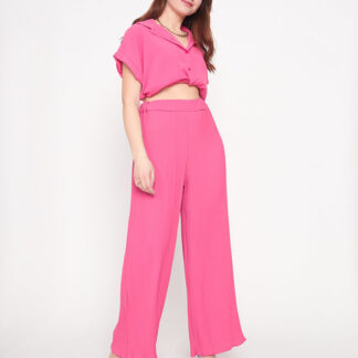 Pantaloni palazzo largi de damă fucsia - Îmbrăcăminte