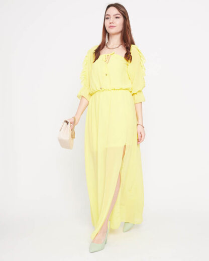 Rochie maxi spaniolă galbenă pentru femei - Îmbrăcăminte