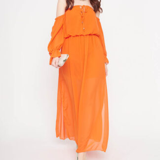 Rochie spaniolă portocalie maxi pentru femei - Îmbrăcăminte