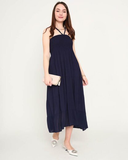 Rochie midi bleumarin PLUS SIZE - Imbracaminte