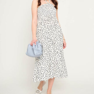Rochie midi albă cu buline de damă - Îmbrăcăminte
