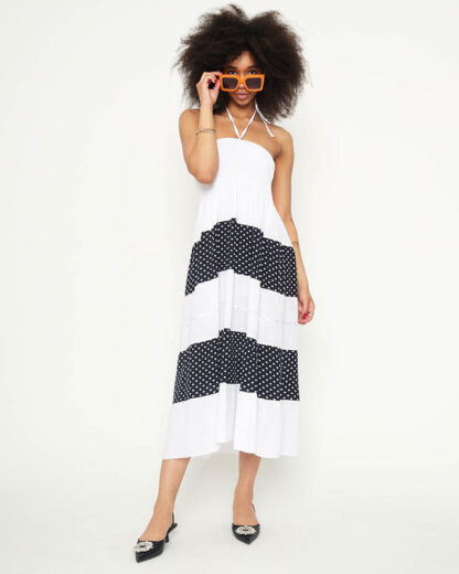 Fustă maxi cu buline albe PLUS SIZE - Îmbrăcăminte