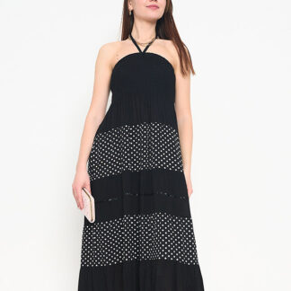 Fustă maxi buline neagră PLUS SIZE - Îmbrăcăminte