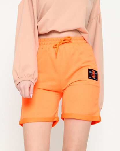 Pantaloni scurți de damă portocalii neon deasupra genunchiului - Îmbrăcăminte