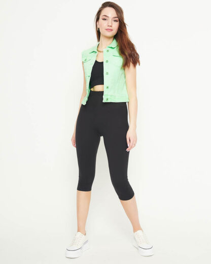 Vestă din denim verde pentru femei - Îmbrăcăminte