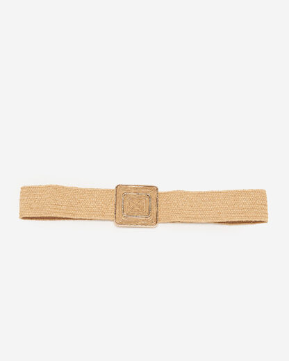 Curea de dama impletita elastica de culoarea camila - Accesorii