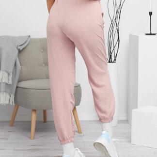 Pantaloni de damă din țesătură roz MARIM PLUS - Îmbrăcăminte