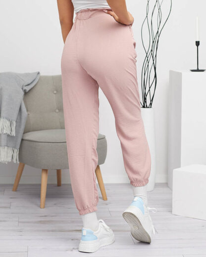 Pantaloni de damă din țesătură roz MARIM PLUS - Îmbrăcăminte