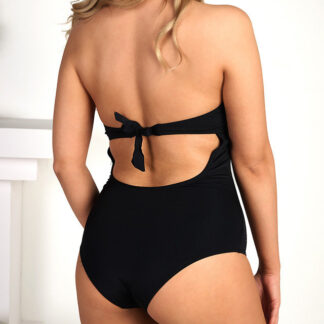 Costum de baie negru dintr-o bucată cu model decorativ - Lenjerie intimă