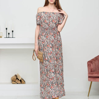 Rochie maxi de dama neagra cu model. Îmbrăcăminte