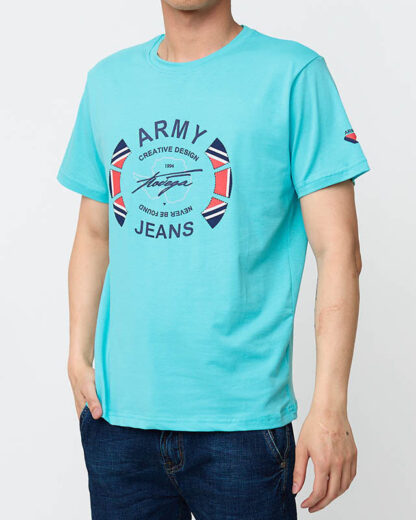 Tricou cu imprimeu pentru bărbați turcoaz - Îmbrăcăminte