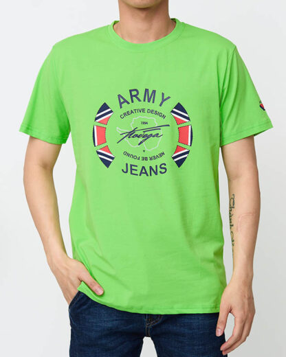 Tricou cu imprimeu pentru bărbați verde - Îmbrăcăminte