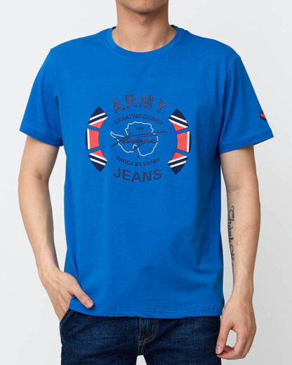 Tricou cu imprimeu pentru bărbați albastru deschis - Îmbrăcăminte