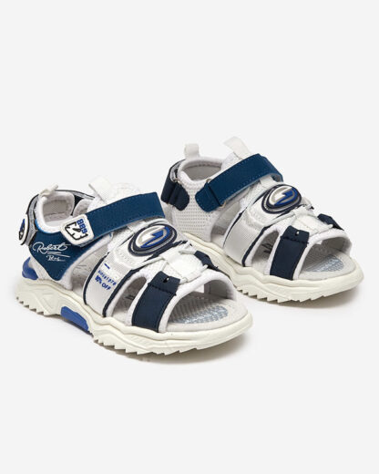 Sandale pentru băieți albe și bleumarin cu Velcro Roser-Footwear