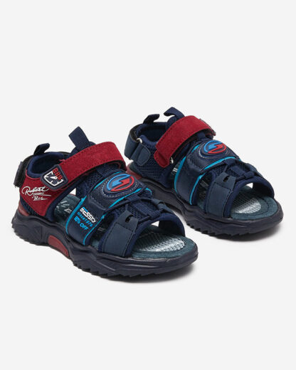 Sandale pentru băieți bleumarin și visiniu cu Velcro Roser-Footwear