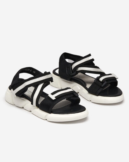 Sandale pentru copii alb-negru prinse cu Velcro Modis - Pantofi
