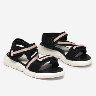 Sandale pentru copii negre si roz prinse cu Velcro Modis - Pantofi