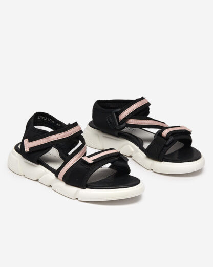 Sandale pentru copii negre si roz prinse cu Velcro Modis - Pantofi