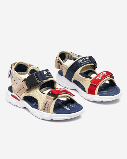 Sandale baieti bej si bleumarin cu Velcro Elbrusia - Incaltaminte