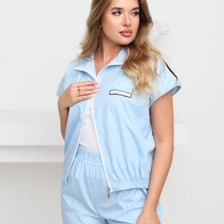 Costum sport albastru cu fermoar pentru damă - Îmbrăcăminte