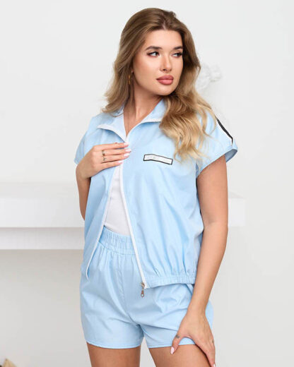 Costum sport albastru cu fermoar pentru damă - Îmbrăcăminte
