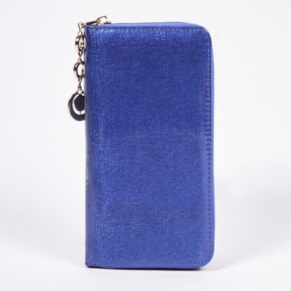 Portofel mare din piele ecologica lacuita cobalt - Accesorii