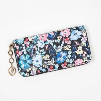 Portofel mare de dama floral negru si albastru - Accesorii