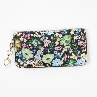 Portofel mare de dama floral negru si verde - Accesorii