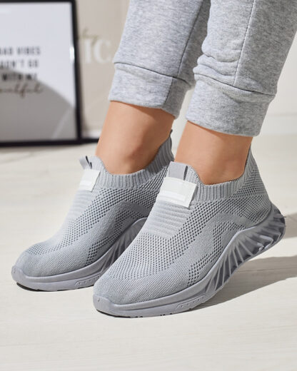 Pantofi sport din tesatura gri deschis pentru femei Rozane- Incaltaminte