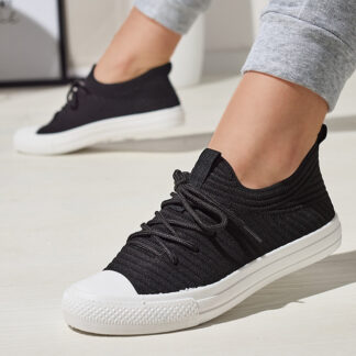 Royalfashion Negru adidași cu nervuri Manfer pentru femei