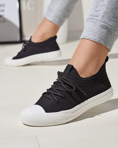 Royalfashion Negru adidași cu nervuri Manfer pentru femei