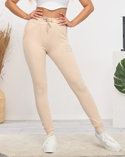 Pantaloni de trening de dama bej deschis cu zirconiu cubic - Imbracaminte